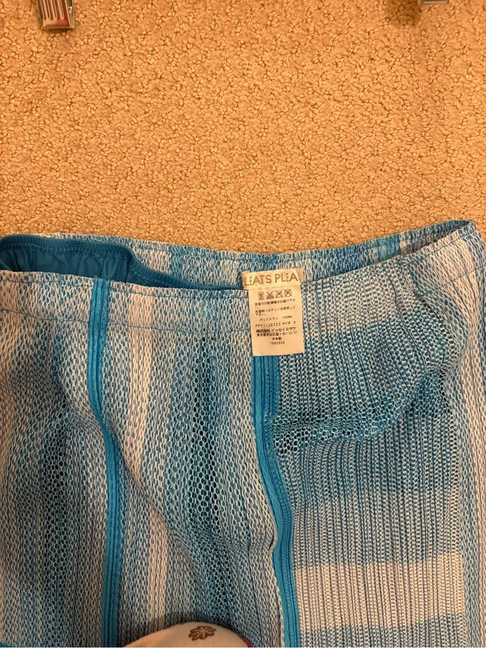 Pleats Please Issey Miyake 3 Piece Blue Mesh Pleated Set Pants Tank Cardigan